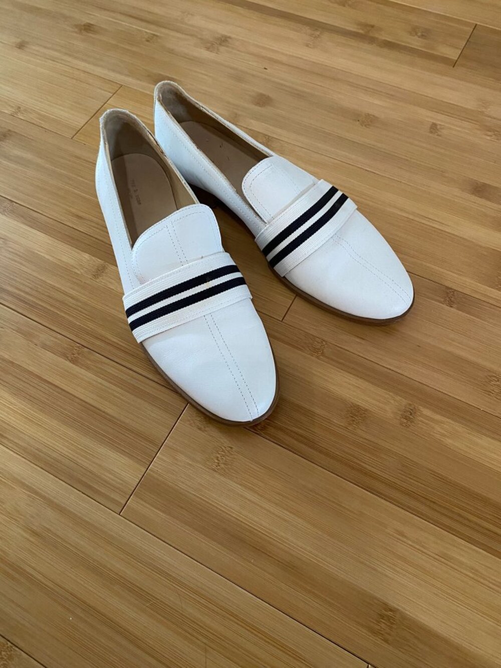 rag & bone Ivory Loafers with Dark Stripes